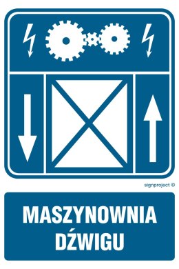 Znak RB019 Maszynownia dźwigu, 200x300 mm, PN - Płyta 1 mm