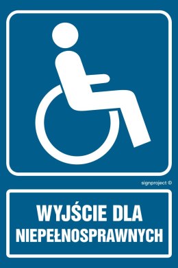 Znak RB029 Wyjście dla niepełnosprawnych, 250x375 mm, PN - Płyta 1 mm