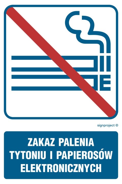 Znak RB036 Zakaz palenia tytoniu i papierosów elektronicznych, 100x150 mm, PN - Płyta 1 mm