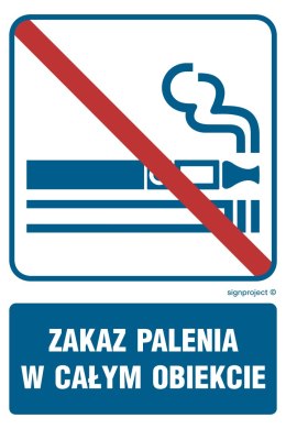 Znak RB037 Zakaz palenia w całym obiekcie, 100x150 mm, FN - Folia samoprzylepna