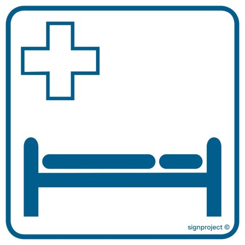 Znak RE001 Szpital, 150x150 mm, FN - Folia samoprzylepna