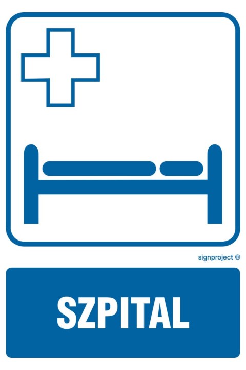 Znak RF001 Szpital, 100x150 mm, PN - Płyta 1 mm