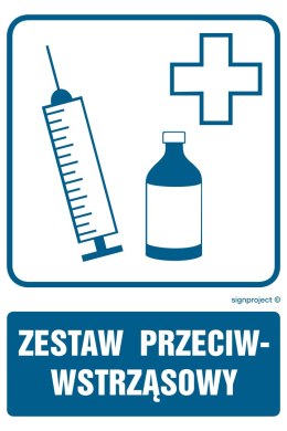 Znak RF022 Zastaw przeciwwstrząsowy, 500x750 mm, FN - Folia samoprzylepna