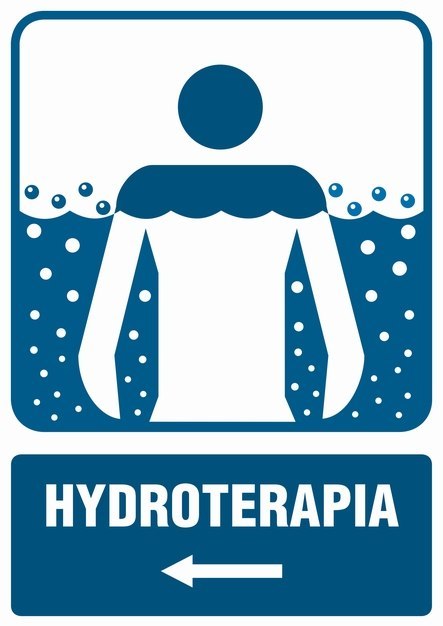 Znak RF027 Hydroterapia /kierunek w lewo/, 200x300 mm, PN - Płyta 1 mm