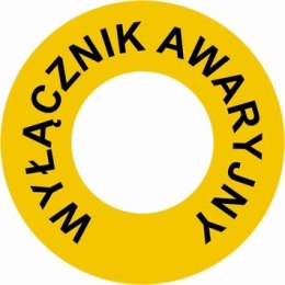 Znak RI001 Wyłącznik awaryjny (wew. 30mm) - arkusz 12 naklejek, 60x60 mm, FN - Folia samoprzylepna