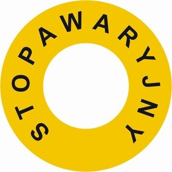 Znak RI002 Stop awaryjny (wew. 30mm) - opakowanie 10 sztuk, 60x60 mm, PN - Płyta 1 mm