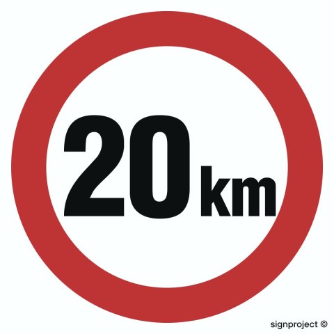 Znak SA027 Ograniczenie prędkości 20 km, 600x600 mm, PO - Płyta 1 mm odblaskowa