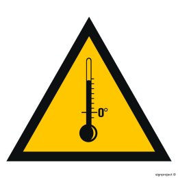 Znak JA007 Ostrzeżenie przed wysokimi temperaturami, 100x100 mm, FN - Folia samoprzylepna