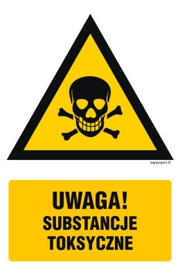 Znak JA009 Ostrzeżenie przed substancjami toksycznymi, 350x525 mm, PN - Płyta 1 mm