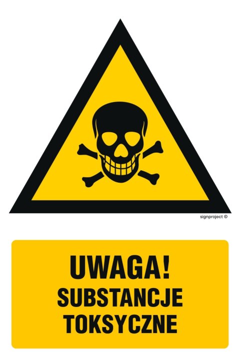 Znak JA009 Ostrzeżenie przed substancjami toksycznymi, 350x525 mm, PN - Płyta 1 mm