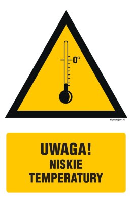 Znak JA016 Ostrzeżenie przed niskimi temperaturami, 250x375 mm, PN - Płyta 1 mm