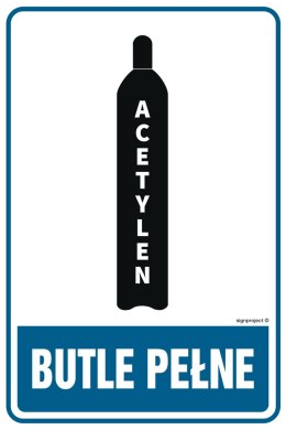 Znak JD006 Butle pełne - acetylen, 100x150 mm, PN - Płyta 1 mm