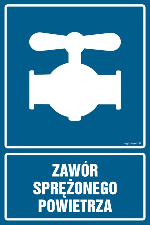 Znak JD041 Zawór sprężonego powietrza, 200x300 mm, FN - Folia samoprzylepna