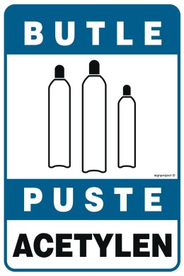 Znak JD047 Butle puste acetylen, 350x525 mm, PN - Płyta 1 mm