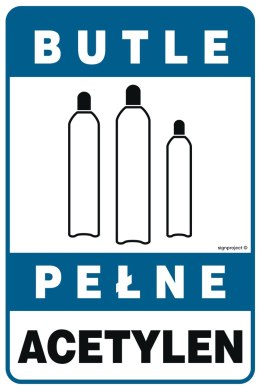 Znak JD049 Butle pełne acetylen, 300x450 mm, PN - Płyta 1 mm