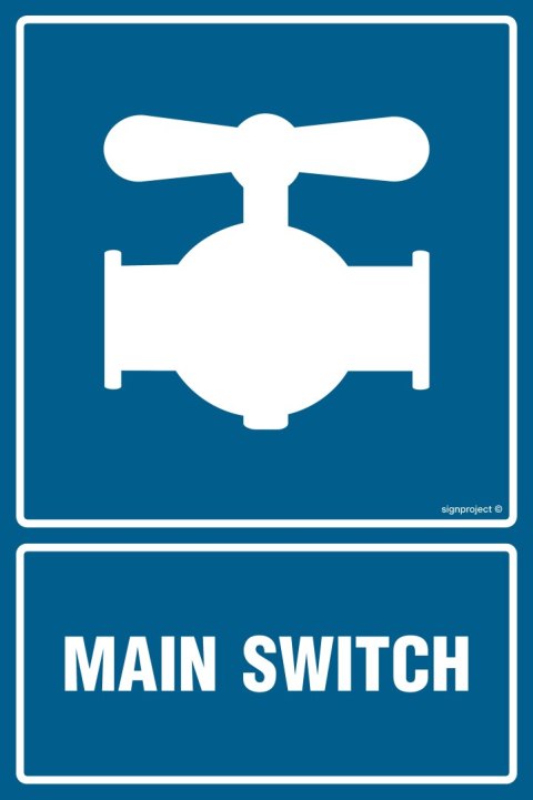 Znak JD057 Main switch, 250x375 mm, FN - Folia samoprzylepna