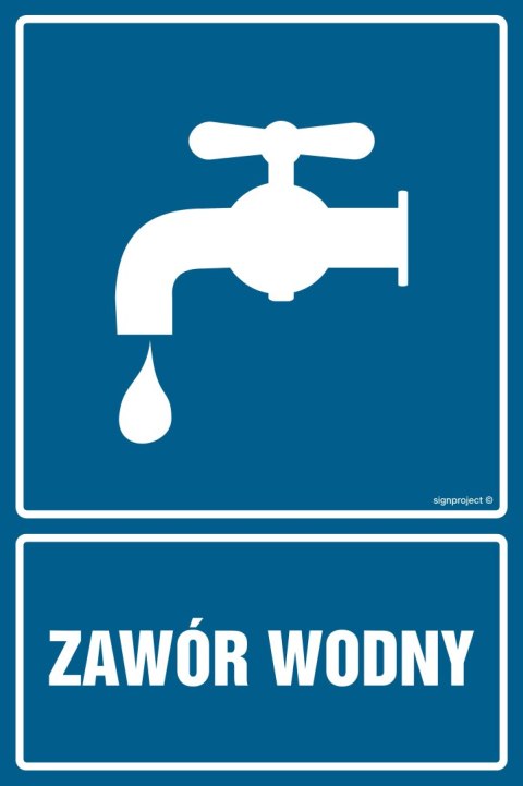 Znak JD058 Zawór wodny, 350x525 mm, FN - Folia samoprzylepna