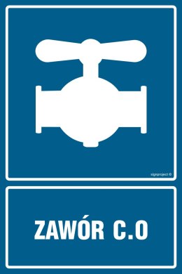 Znak JD061 Zawór C.O., 200x300 mm, PN - Płyta 1 mm