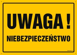 Tablica OA024 Uwaga! Niebezpieczeństwo, 350x250 mm, BN - Płyta żółta 0,6mm