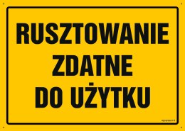 Tablica OA172 Rusztowanie zdatne do użytku, 350x250 mm, BN - Płyta żółta 0,6mm