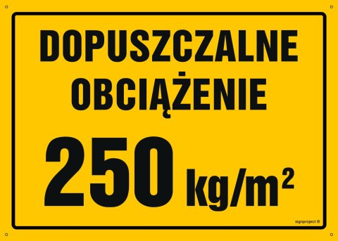 Tablica OA176 Dopuszczalne obciążenie 250 kg/m2, 350x250 mm, BN - Płyta żółta 0,6mm