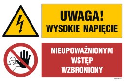 Tablica OI041 Uwaga! teren niebezpieczny, Nieupoważnionym wstęp wzbroniony, 700x467 mm, ON - Blacha ocynk